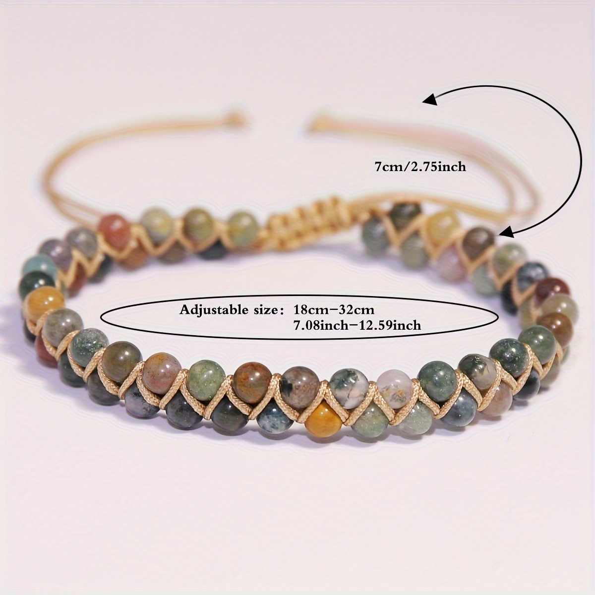 Multicolor Indian Agate Beaded Bracelet| Natural Stone Boho Jewelry| Empowering Women's Charm& Nature Love| Perfect Gift for Friends& Family