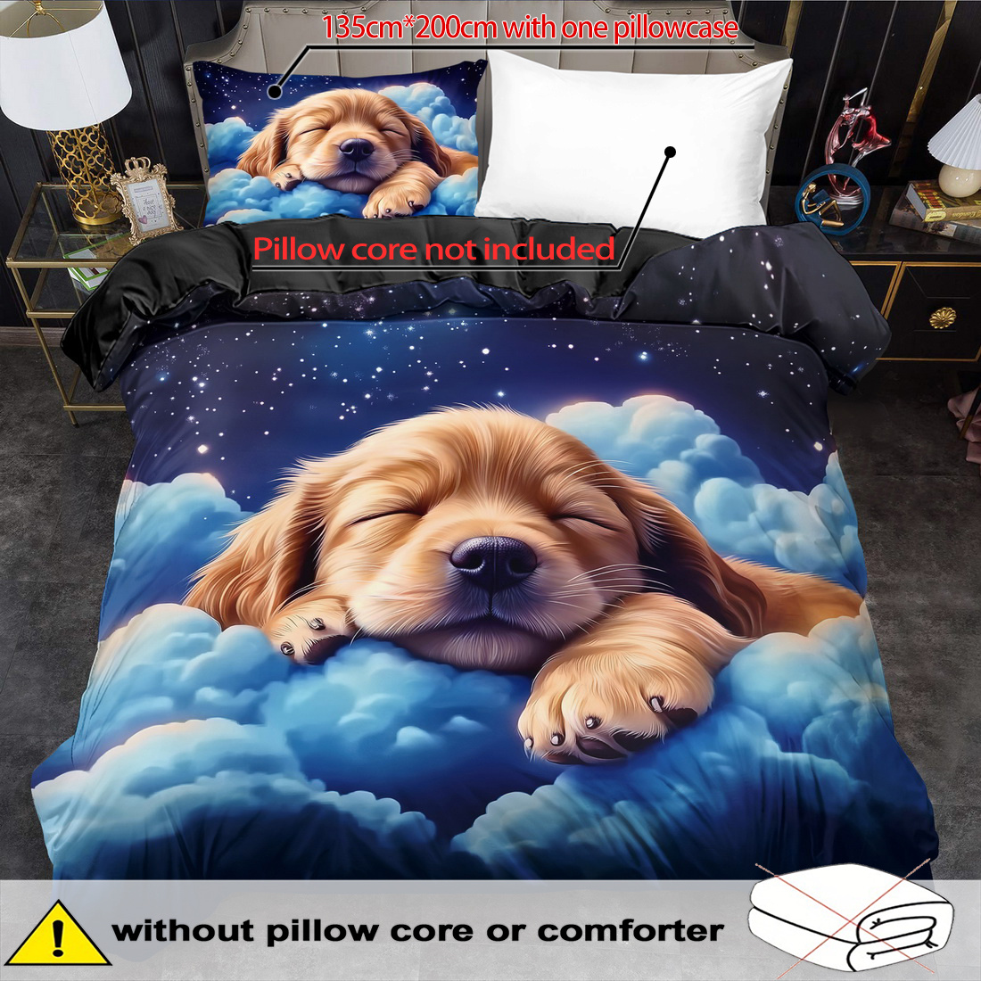 E-shop 2/3-teiliges Bettbezug-Set, Cartoon Tier Hunde Print Bettbezug Set, King Bettwäsche, Polyester Maschinenwaschbar, Steppdecken Dekoration,