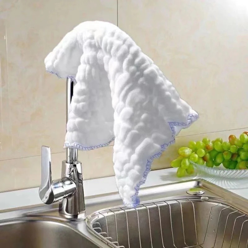 TEMU 10pcs Pure Cotton Kitchen Dish Cloths, Oil-proof Thick Absorbent Cleaning Wipes For Washing Dishes, Wiping Glass& Table