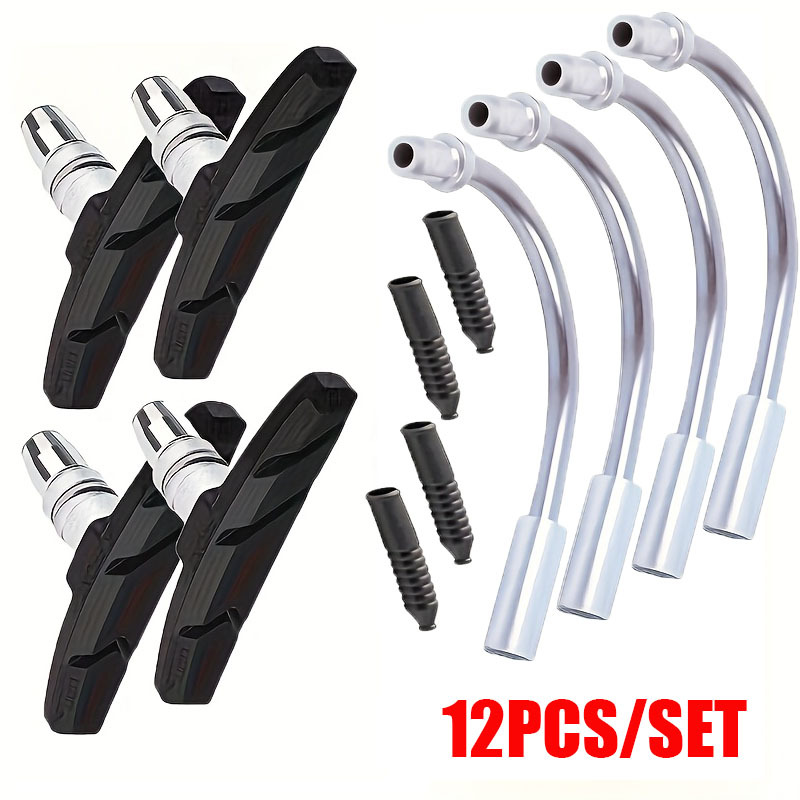 Image of 12pcs/ Set Aluminum Alloy Calipers, Bend Tubes, Black, Bike Brake Parts, Assembly Kit For Bicycles, Outdoor Sports Equipment
