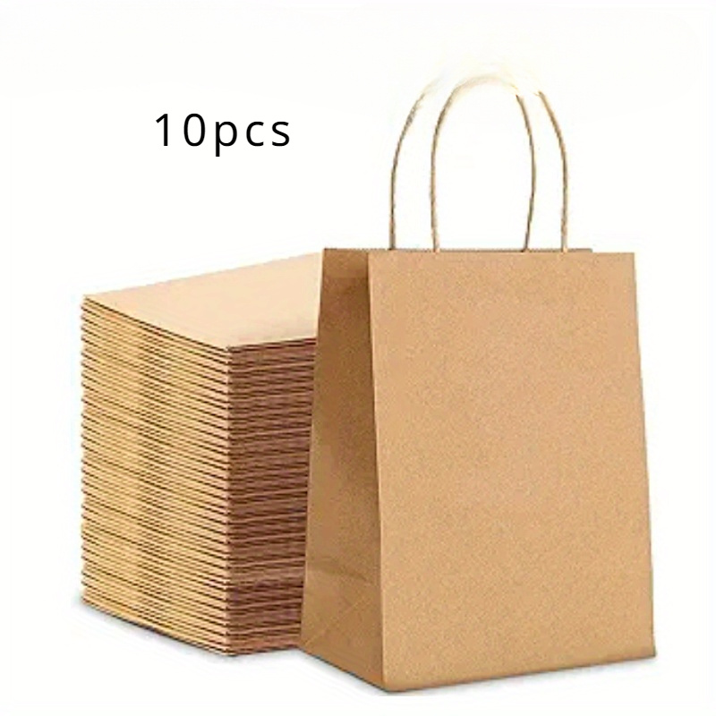 

10pcs Paper Gift Bags With Handles, , Reusable, For Retail, Parties, Holidays & Home Events