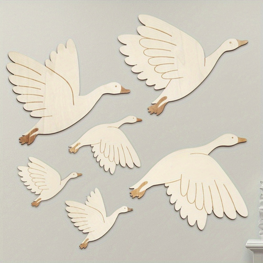 6pcs Swan Wall Decor, Hanging Decoration, Bohemian Style Wall Art Craft, Suitable For Bedroom, Living Room, Study Room
