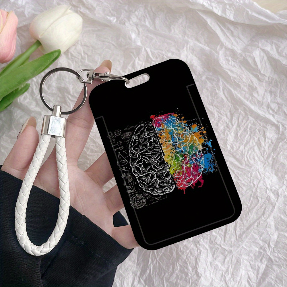 TEMU 2d Mind White Plastic Stitch Id Badge Holder With Keychain Plastic Card Holder For Bus Badge Meal Card For Nurses Access Card Protective Cover