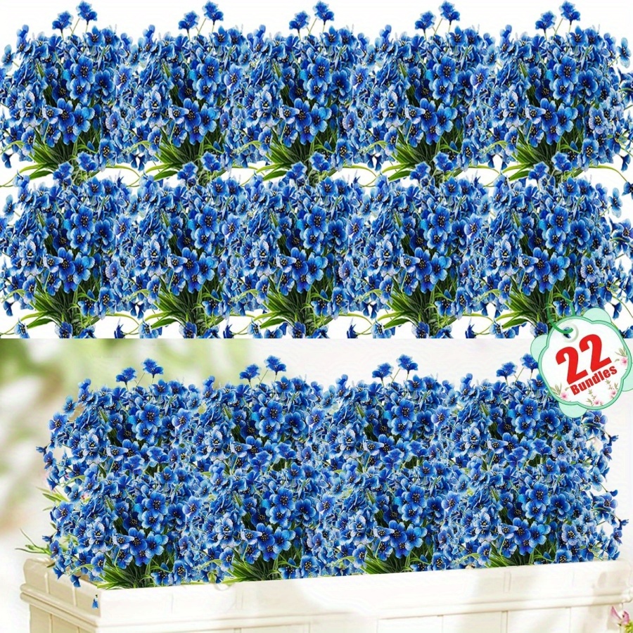 TEMU 22 Bundles Artificial Flowers Outdoor, Flowers Uv Resistant With Plastic Plants, Silk Flowers For Outdoors Outside Front Porch Hanging Planter Window Box Garden Decoration
