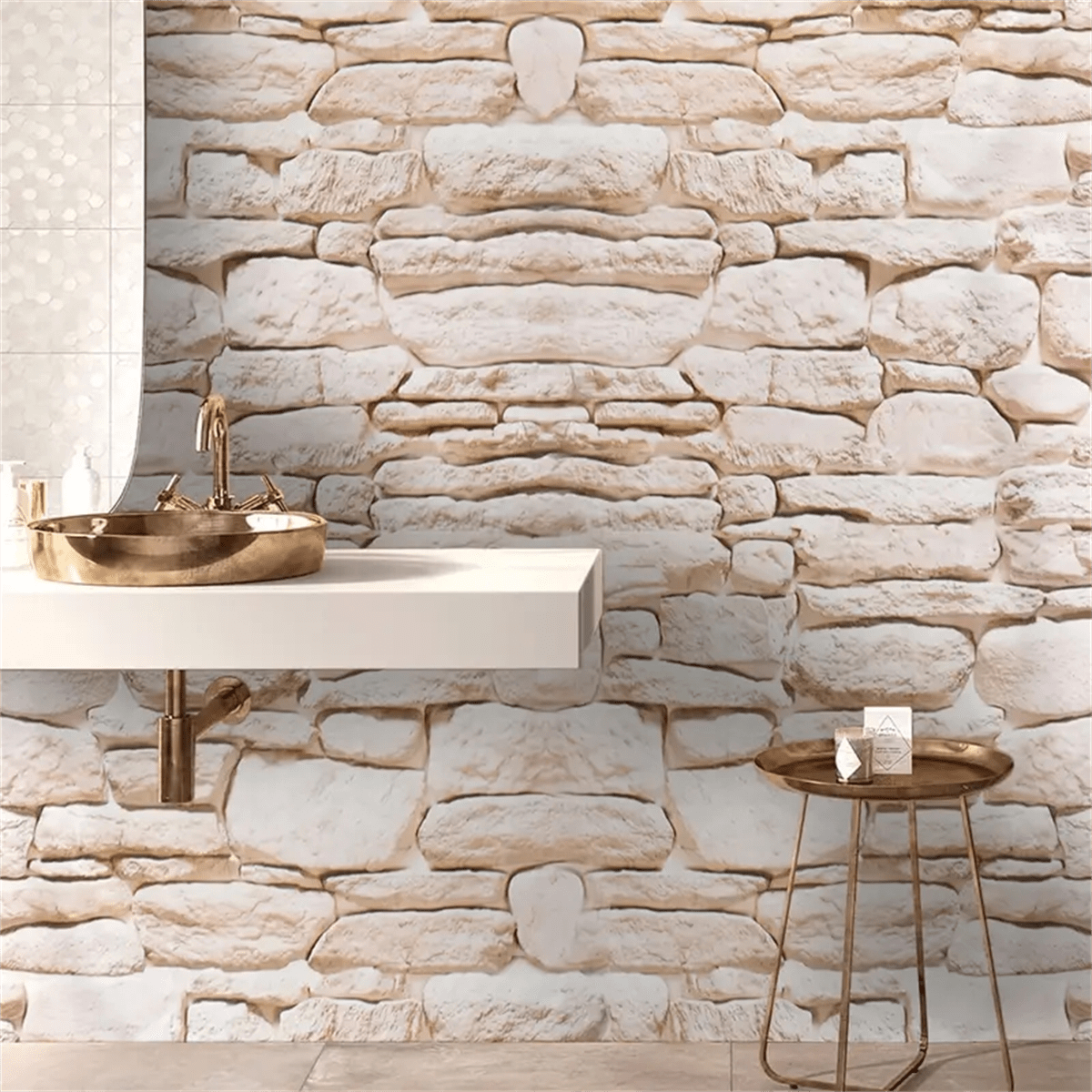 Image of Easy-clean Self-adhesive Vinyl Wallpaper, Brick Pattern, Dirt And Oil Resistant, Ideal For Dormitory Bedroom Decor, Masonry And