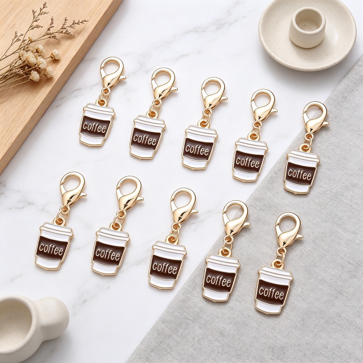 TEMU 10pcs, Mini Coffee Cup Keychain, Cute Ladies Bag Pendant, Fashion Additions Keychain, Decorative Keychain For Ladies Bag Trendy Additions, Party