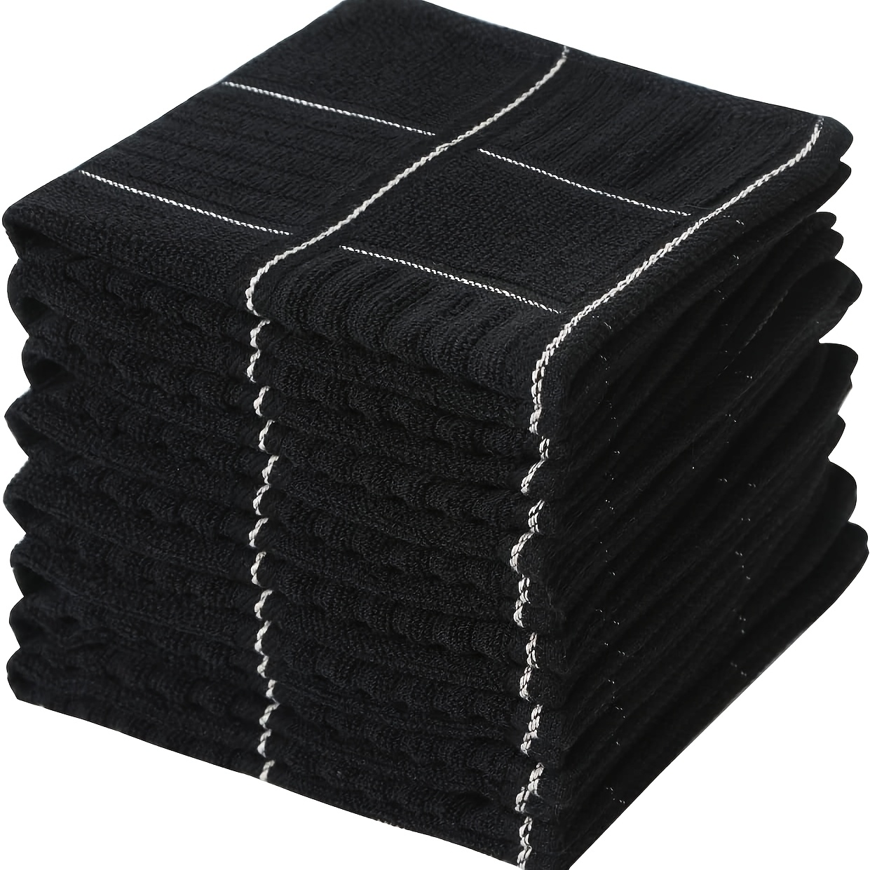 TEMU 8-pack Cotton Dish Cloths, Absorbent Cleaning Towels For Kitchen(black, 12x12inch)