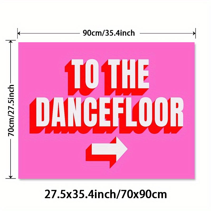 TEMU 1 Stück Ungefärbte Tanzfläche Leitkanal Leinwand Poster - "Zur Tanzfläche" Text mit Pfeilsymbol, Lebendige Rosa Hintergrund, Auffällige Schrift,