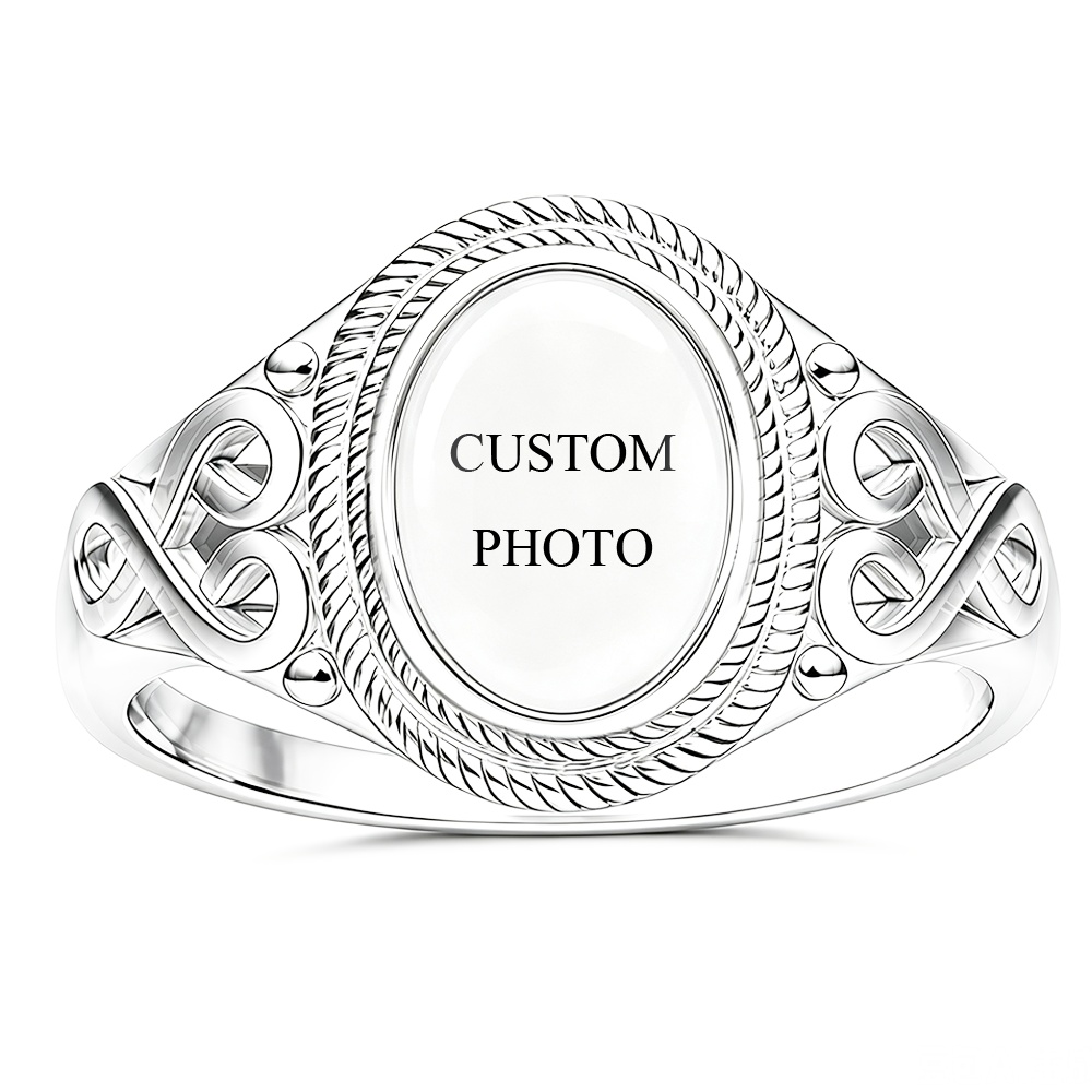 TEMU Personalized 1pc Photo Ring, Custom Colorful Picture Rings For Women And Men, Keepsake Jewelry Gift For Family, , Couple, Ring With Glossy Photo