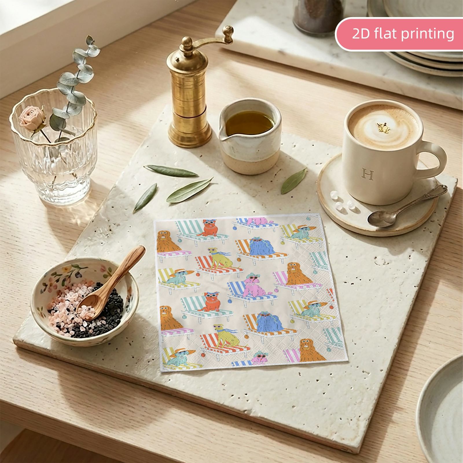 2d flat 20pcs   chairs pattern disposable cocktail napkins