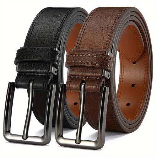 item picture belts for men for jeans 2 pack mens fashionable classic vintage denim belt durable and comfortable unisex waistband for versatile styling perfect accessory for casual and looks ideal gift for valentines day and fathers day