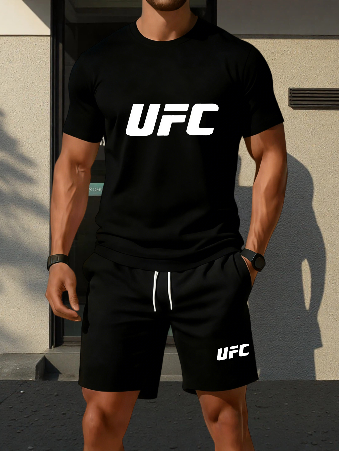 casual sporty style mens t shirt sportswear set   logo print summer workout outfit