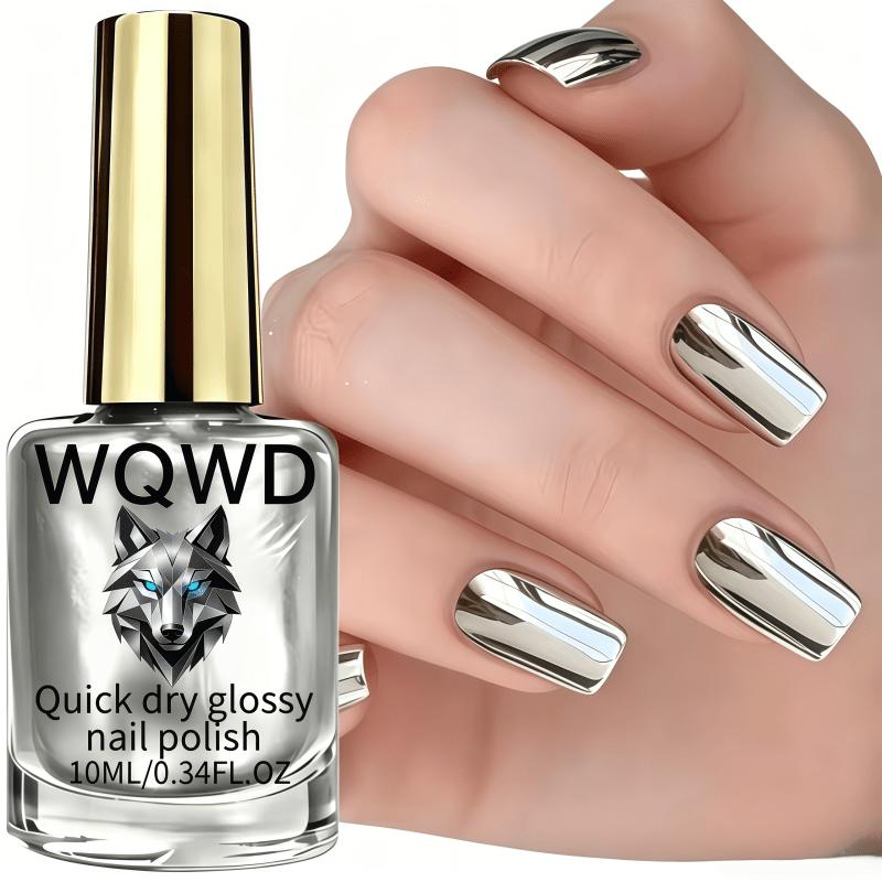 Image of Silvery Nail Polish - 10ml, Smooth Streak-free - Create Salon-quality , Long-lasting & , Trendy Nail Art, Longwear Formula, For Nail Enthusiasts