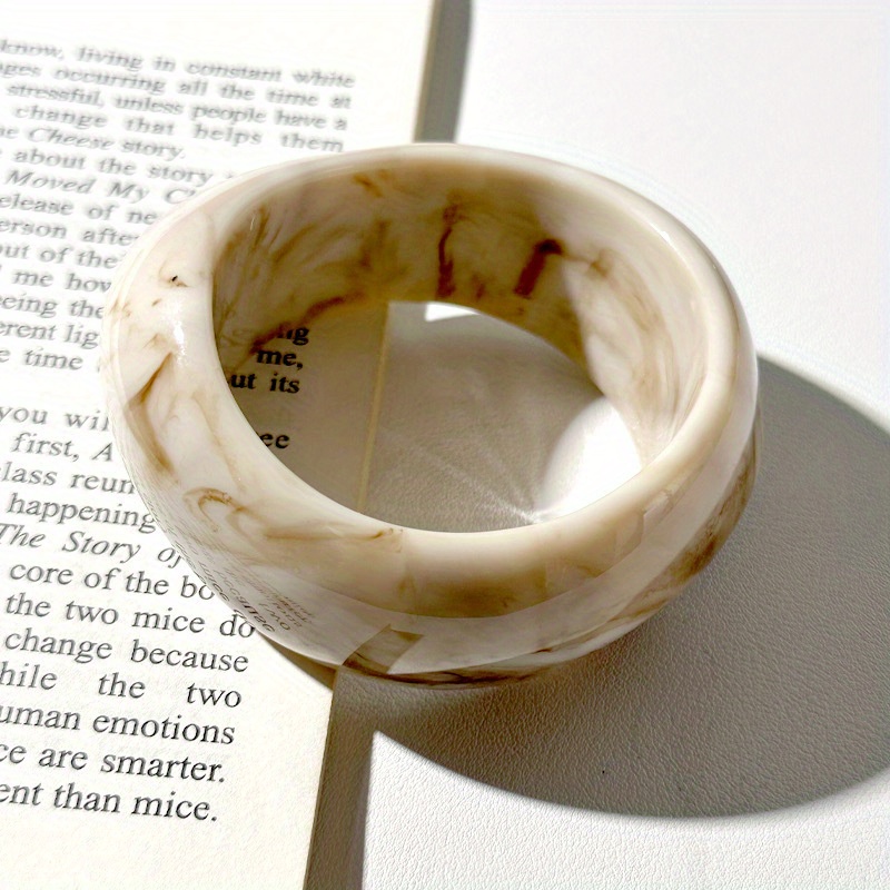 Boho Oval Wide Band Geometric Resin Bangle, Spring & Summer