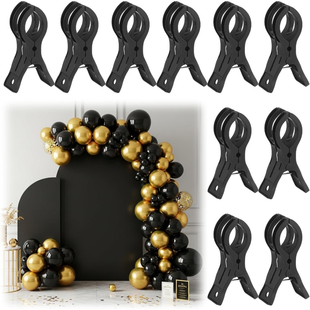 E-shop 10er-Pack Große Ballonbogen-Clip-Set, Schwarze Kunststoff-Hintergrund-Federclip, Hochleistungs-Ballonbogen-Clip-Kit, Multifunktionaler
