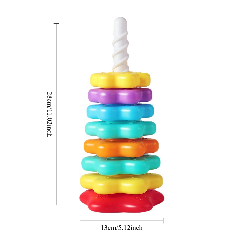 6-Layer Rainbow Spinning Stacking Tower, Kids Party & Christmas Gift, Back to School & School Supplies. Unisex Pretend Play Toy, Ideal for Parties and Holidays. Boosts Interaction, Trains Hand-eye-foot Coordination. Random Colors & Styles.