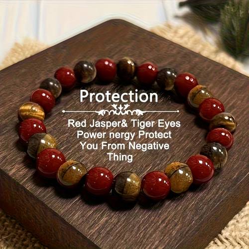1pc bohemian tigers eye and birthstone bracelet bead design flexible for casual attire birthstone gift boho for parties holidays year round accessory no plating