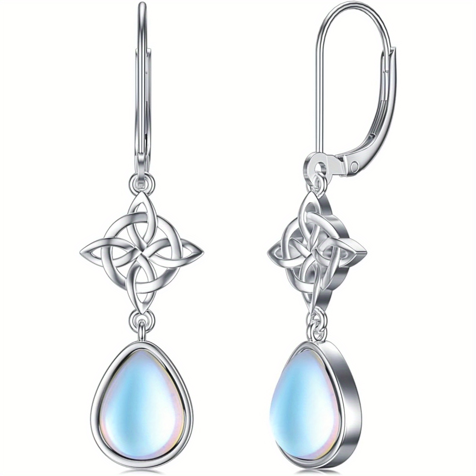 Image of Yfn Earrings 925 Sterling Silvery Irish Knot Drop Earrings Teardrop Jewelry Gifts For Women And