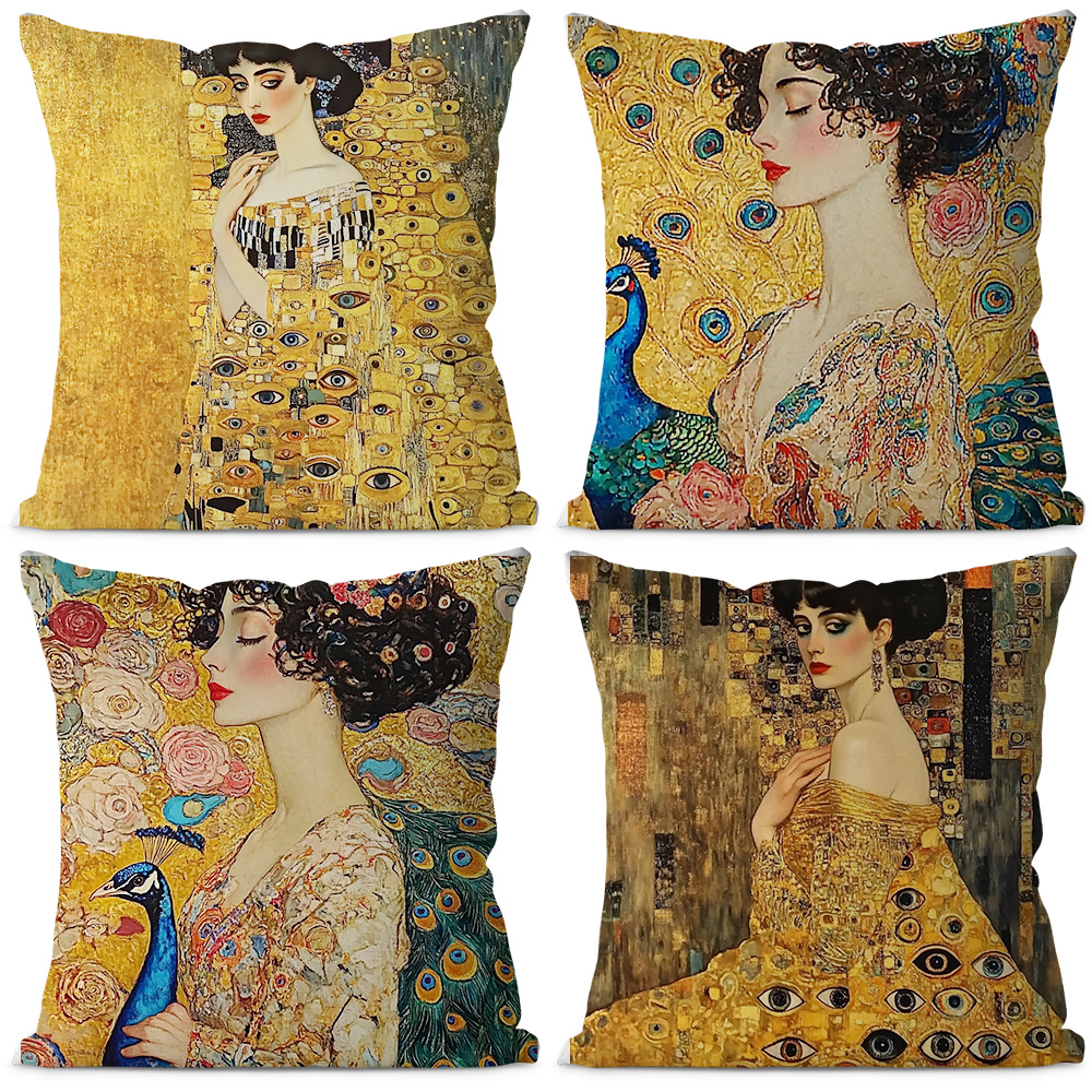 

[] 4pcs, , , Artistic Style, Home Decoration, Elegant Art, Throw Pillow Covers - , Zip Closure Machine Washable For Home & Bedroom 18x18 Inches (no Insert)