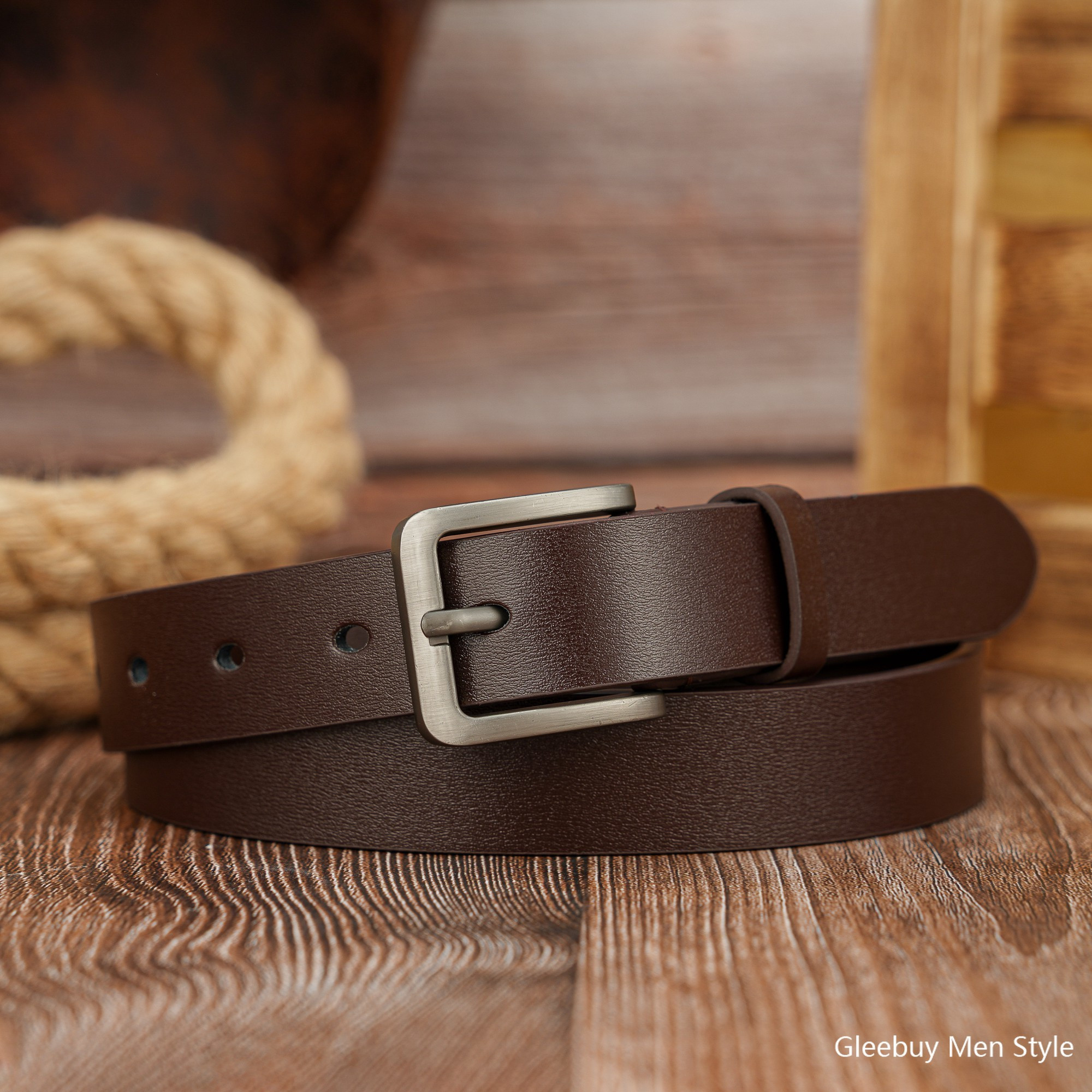Vintage PU Belt for Women with 2 Button Buckle