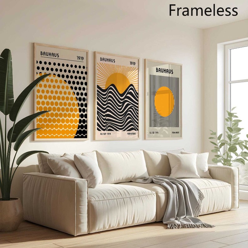 TEMU 2d Flat, 2d Flat 3pcs Bauhaus Black And Yellow Print - Modern Geometric Abstract Posters, Contemporary Design Decor Festival Gift, Living Room,
