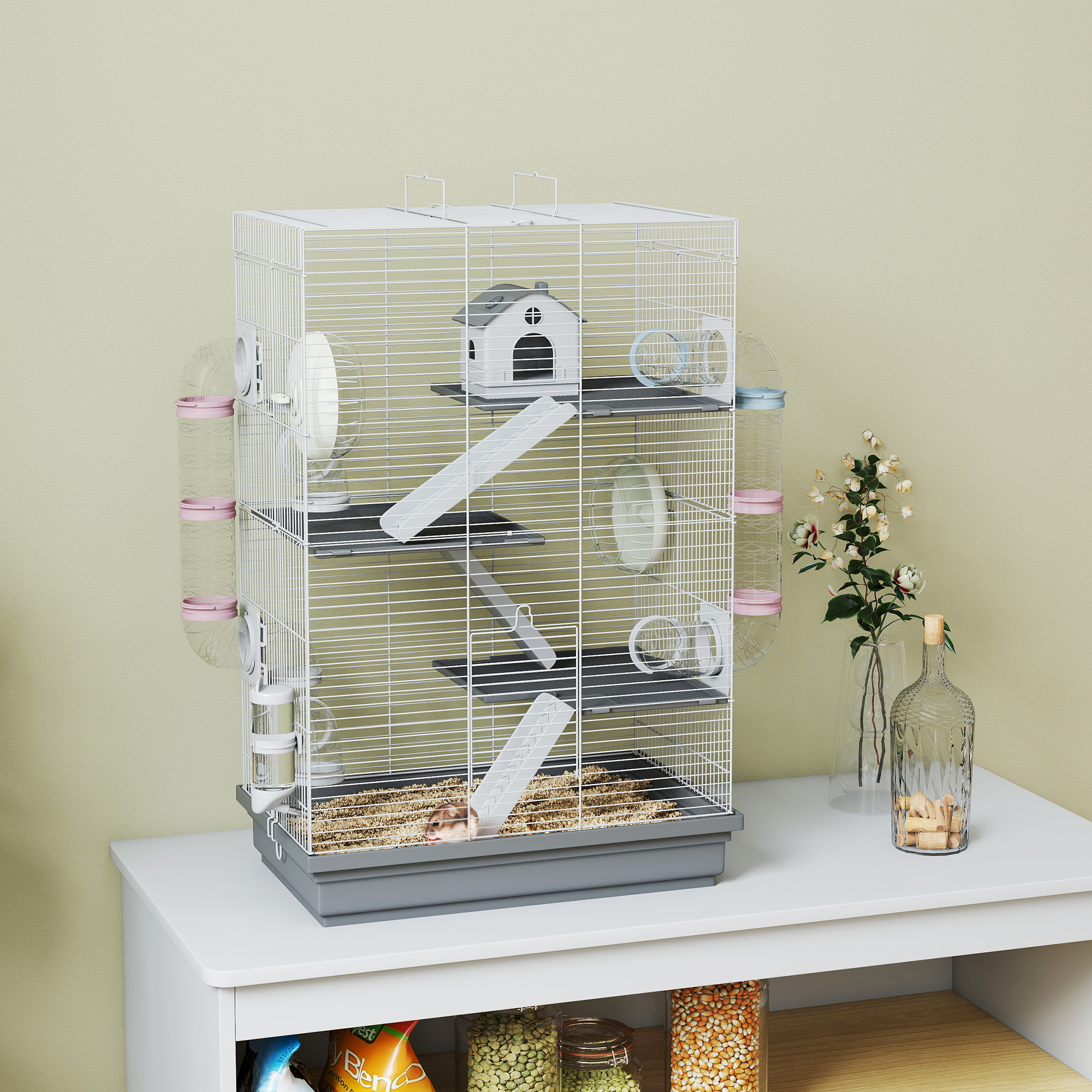 TEMU Pawhut Grande Cage à Hamster, Cage à Gerbille pour Hamster , Souris, Grise
