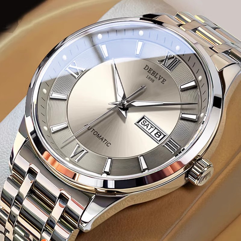 TEMU Men's Watch Business Wear Luxury Casual Stainless Steel Date Men's Watch