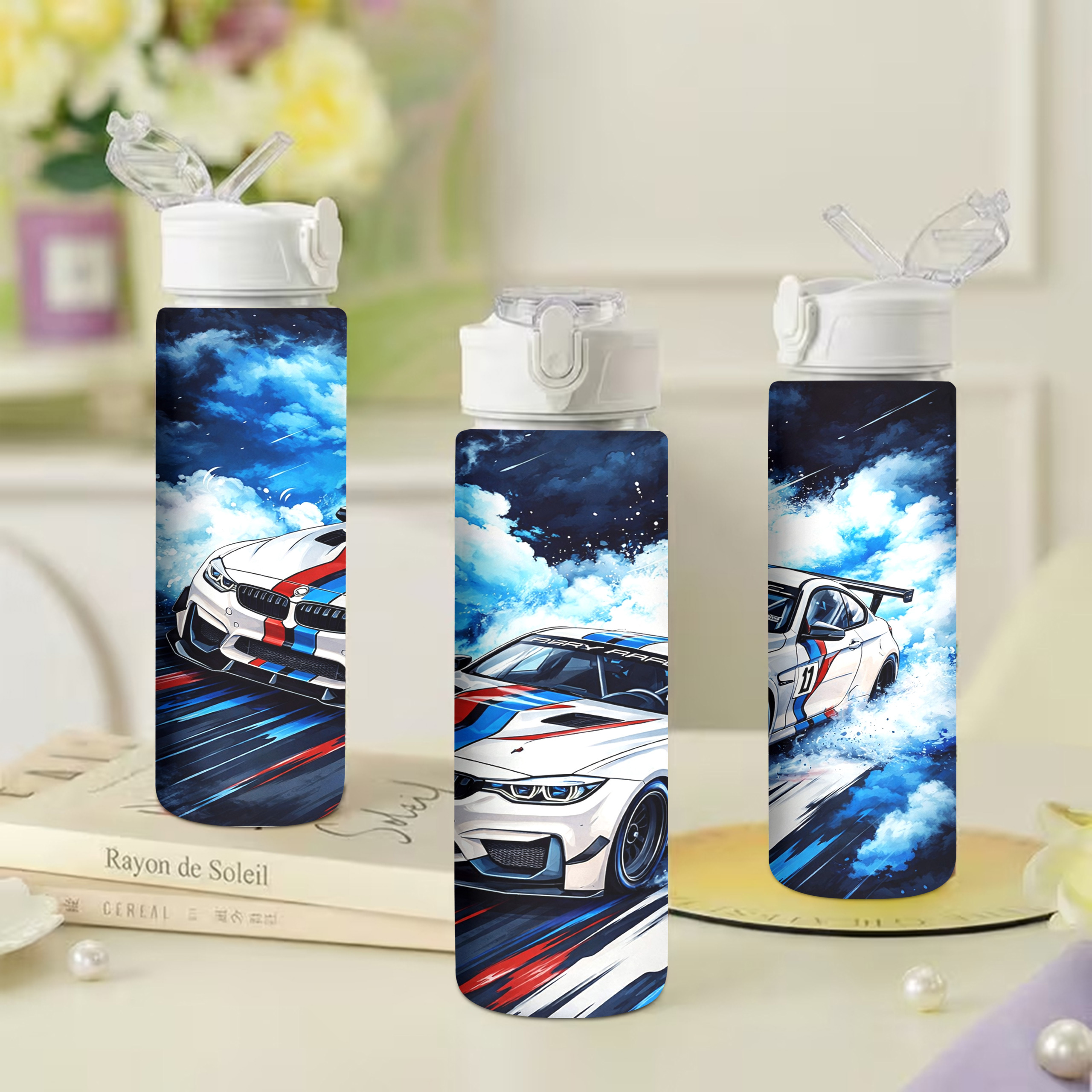 TEMU 1 bouteille d' en plastique de 750 ml/26 oz avec motif de dégoulinade de course, design athlétique tendance, impression mignonne, étanche avec