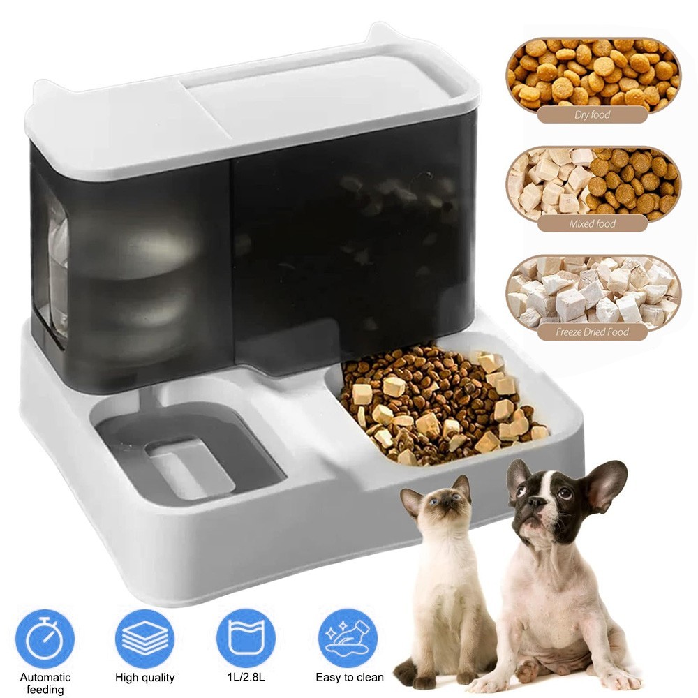 Image of 2.8l Automatic Pet Feeder | Cat/dog Water Dispenser 2-in-1, Battery-free, Uncharged, By