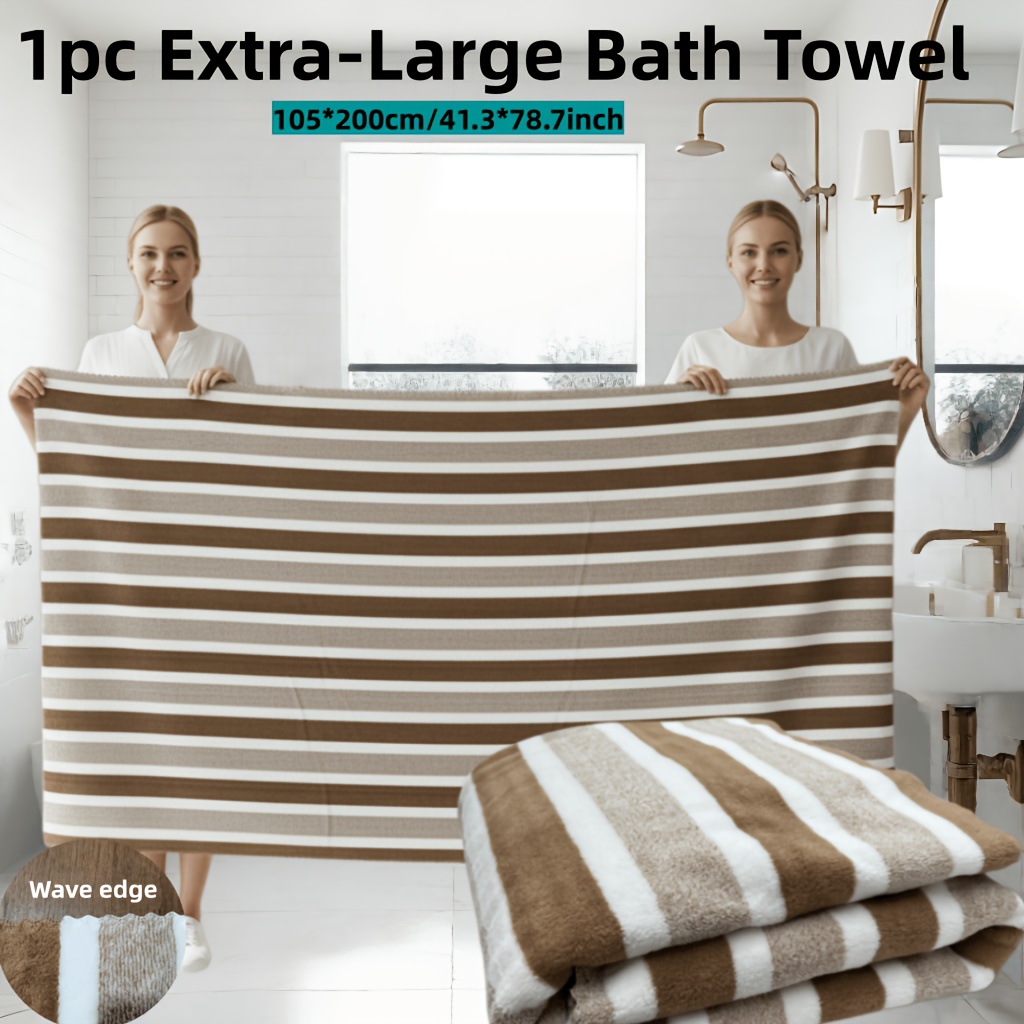 TEMU 1pc Extra Large/large Bath Towel, Size: 105 X 200cm(41.3 X 78.4in)/ 70 X 140cm(27.5 X 55.1in), 300 Gsm Coral Fleece, Super Absorbent And , For