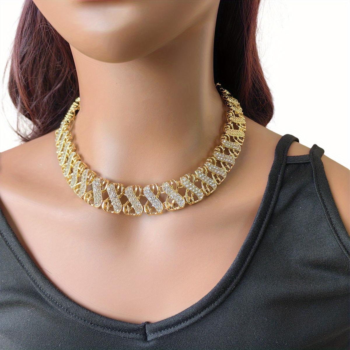 Vintage Middle Eastern Jewelry Set with Rhinestones