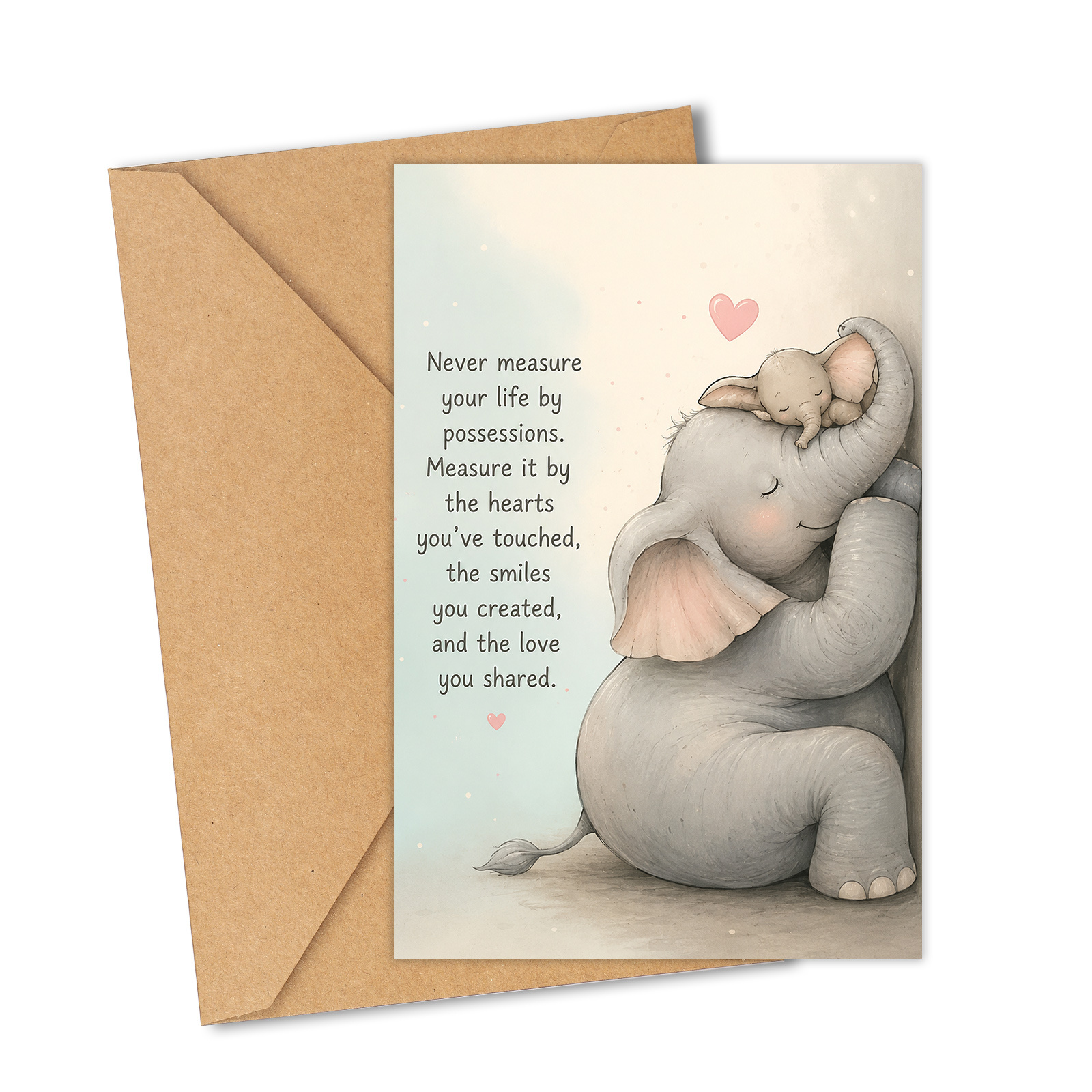 2pcs Set Of Warm Greeting Cards (including 1 Card And 1 Envelope), Featuring Warm Illustrations Of Mother And Child Elephants, Suitable For Mothers, Daughters, Family, , Used For