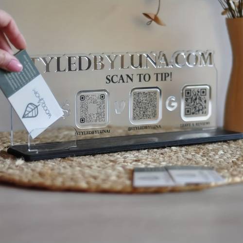 multi code business signage payment and online ordering transparent acrylic retail store restaurant office event display compatible with wechat alipay paypal space saving desktop or wall decoration