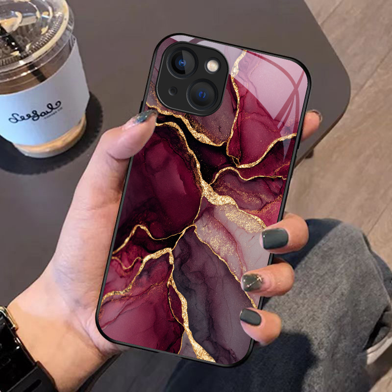 TEMU Phone Case: Luxury Art Wine Red Marble Pattern Phone Case Suitable For Iphone 17/16/15/14/13/12/11/7/8,/pro/air/e/plus,xsmax/xr Models.acrylic