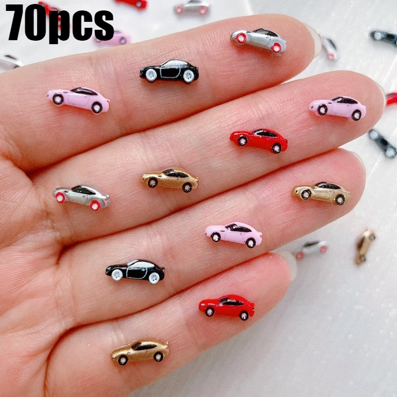 Image of 40/70pcs Colored Resin Mini Car Decorations, (random Color)with Flat Bases, Ideal For Scrapbooking, Holiday Party Decorations, Diy Nail Art, Phone Case Decorations, And Jewelry Crafts