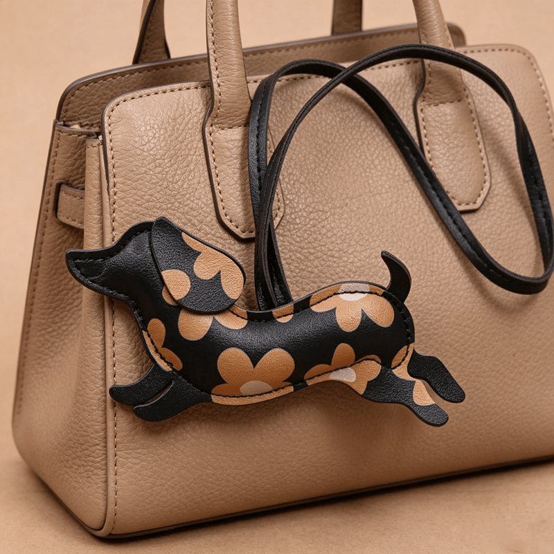 TEMU Beautiful Exquisite Leopard Print Cute Little Dog Shaped Men's Keychain, High- Gorgeous Trendy Bag Decoration, Car Rearview Mirror Ornament,