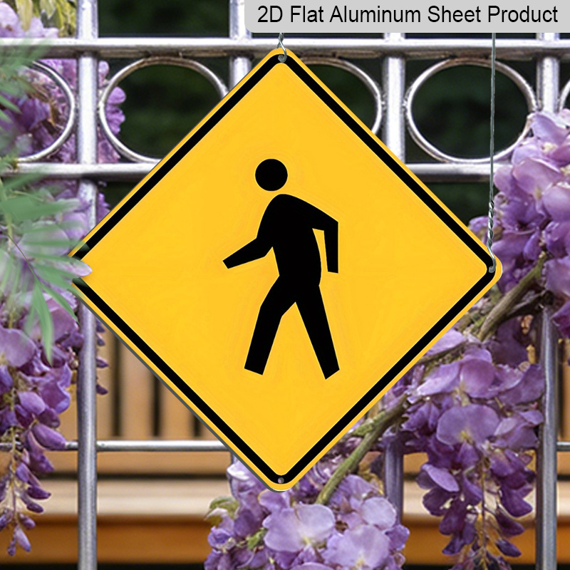 TEMU 2d Flat, 2d Flat 1pc Black And Yellow Crossing Sign - Durable Metal Street And For Road Traffic Sign For Indoor And Outdoor Wall Decor, High