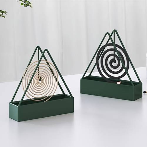 1 soporte elegante triangular para antimosquitos de color aleatorio - colector de cenizas colgante de metal, no necesita electricidad, para para el hogar con diseño elegante para la decoración , soporte para
