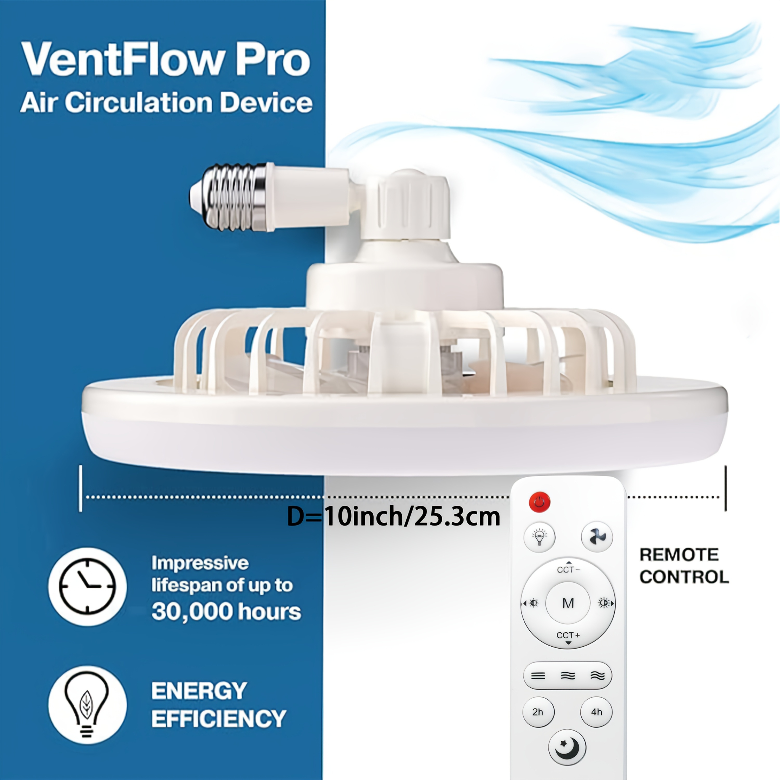 26cm modern fan light with remote - enclosed low , , strong swimming-like wind, 3-speed fan & dimmable led lighting (white/warm/cool daylight), timer function, e26/e27 base - hardwired for bathroom, bedroom, kitchen - voltage 85-265v, bedroom cooling, contemporary fixture, motor, interior designers Product details 6