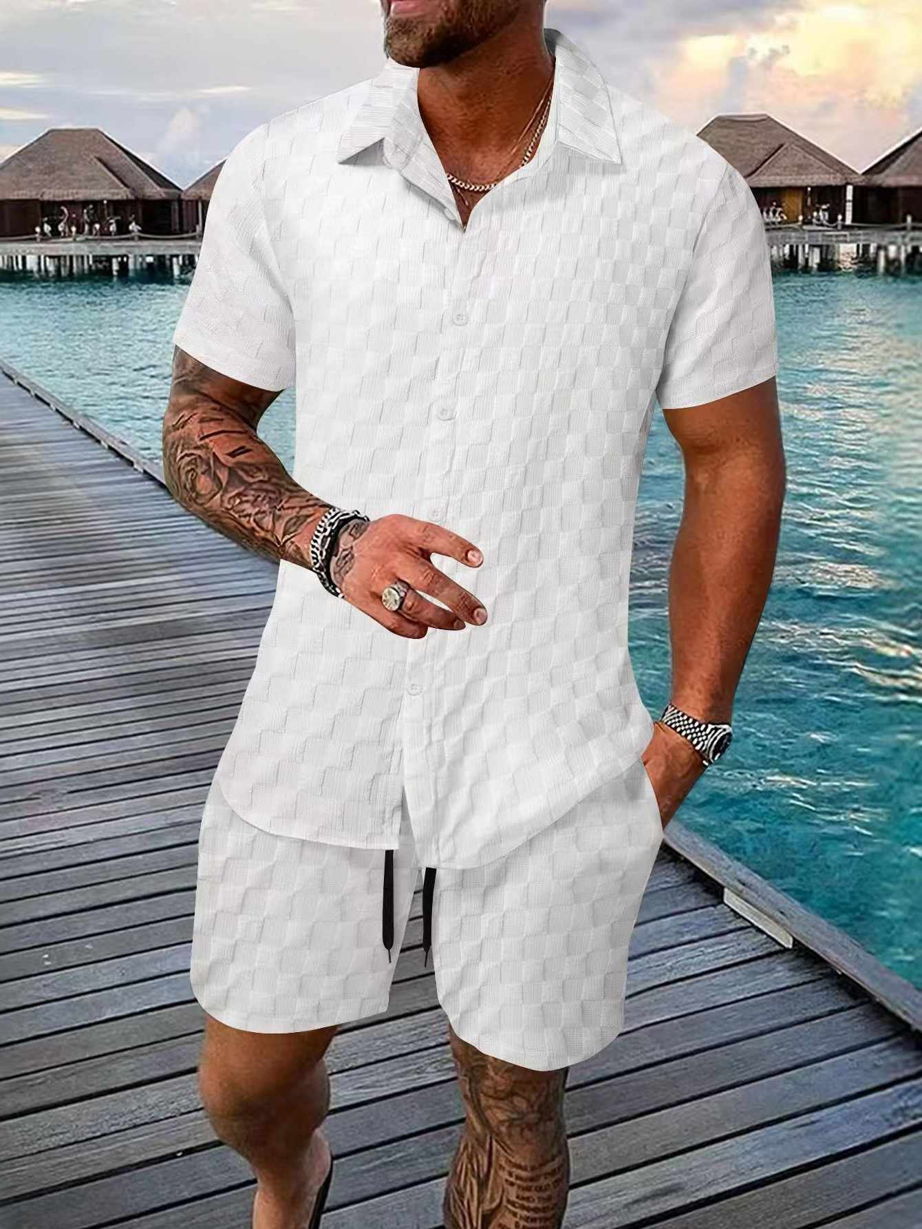 Short Suits For Men Men's Black Gold Baroque Tracksuit – 2-Piece