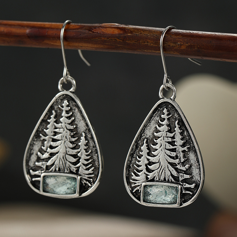 Vintage Bohemian Style Forest Pattern Earrings