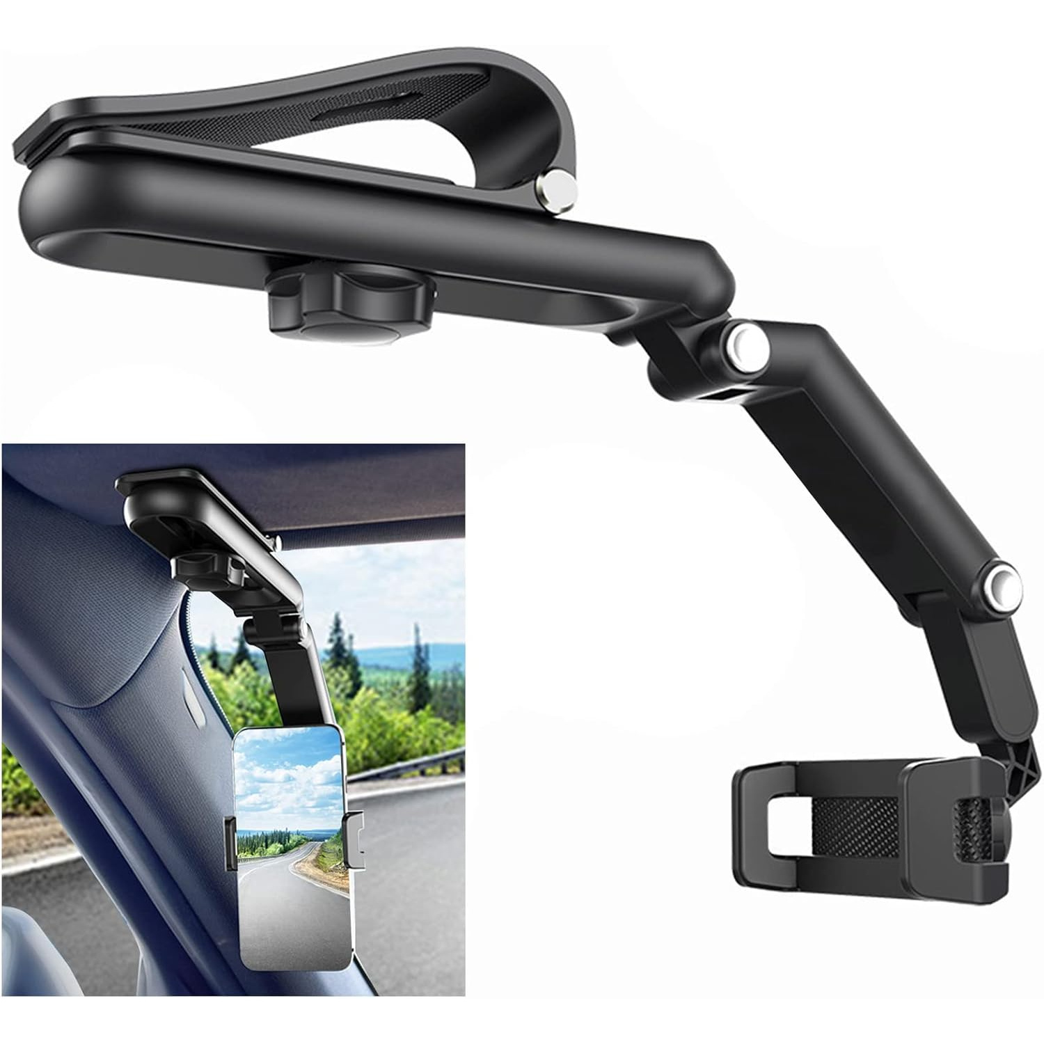 

1pc Universal Adjustable Car Phone Holder Mount, 360° Rotatable And Retractable Design, Multifunctional Phone Bracket For Mobile Phones