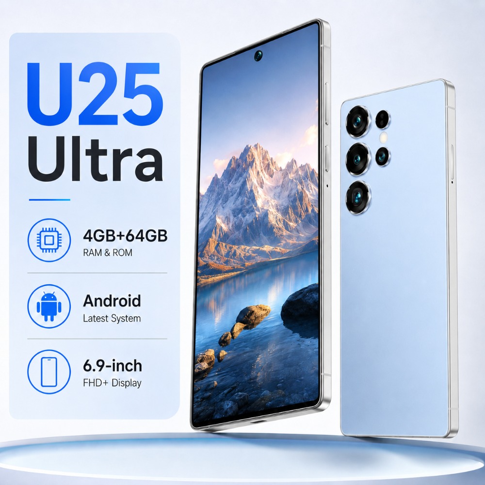 the 2026 u25 ultra smartphone has a screen size of 6 9 inches features facial recognition technology   with 4gb 64gb of storage space and is   with a touch pen and headphones   an ideal gift for holidays or birthdays Product details 9