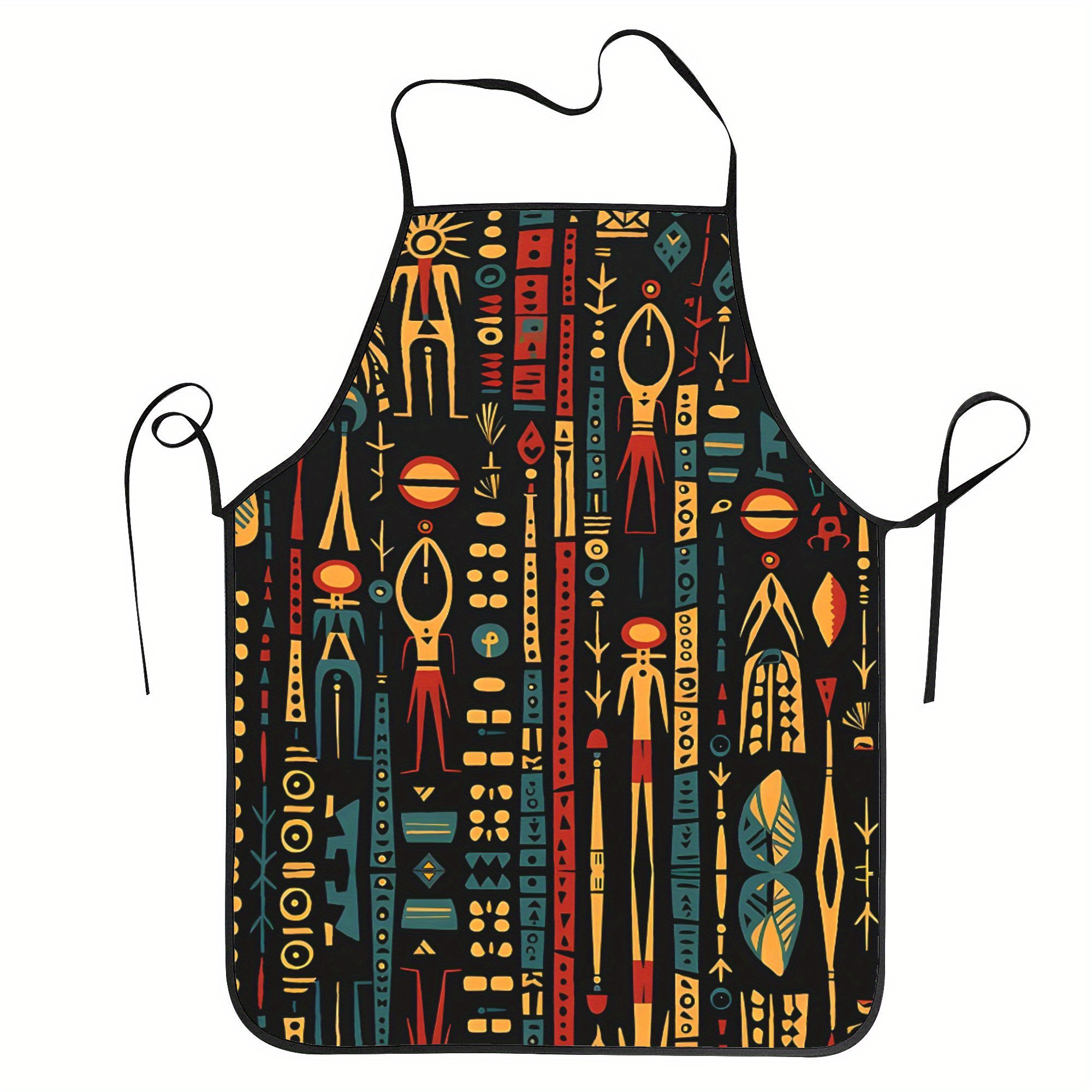 

Vintage African Ethnic Print Apron, 100% Polyester Woven Fabric, Slight Stretch, Patterned Cookwear For Restaurant & Home Use, 190gsm