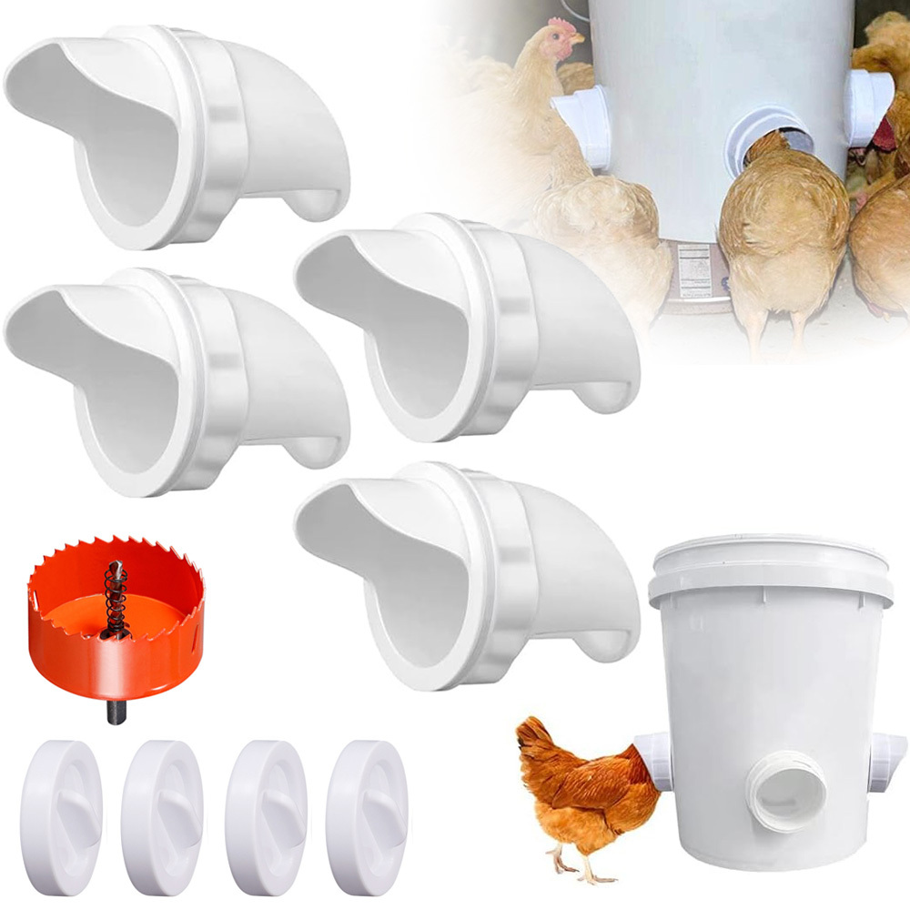 4 Poultry Feeders | Chicken Turkey Waterer Kit, Ideal For Duck Chicks Goose Bunny Bird, Plastic, Anikers Brand