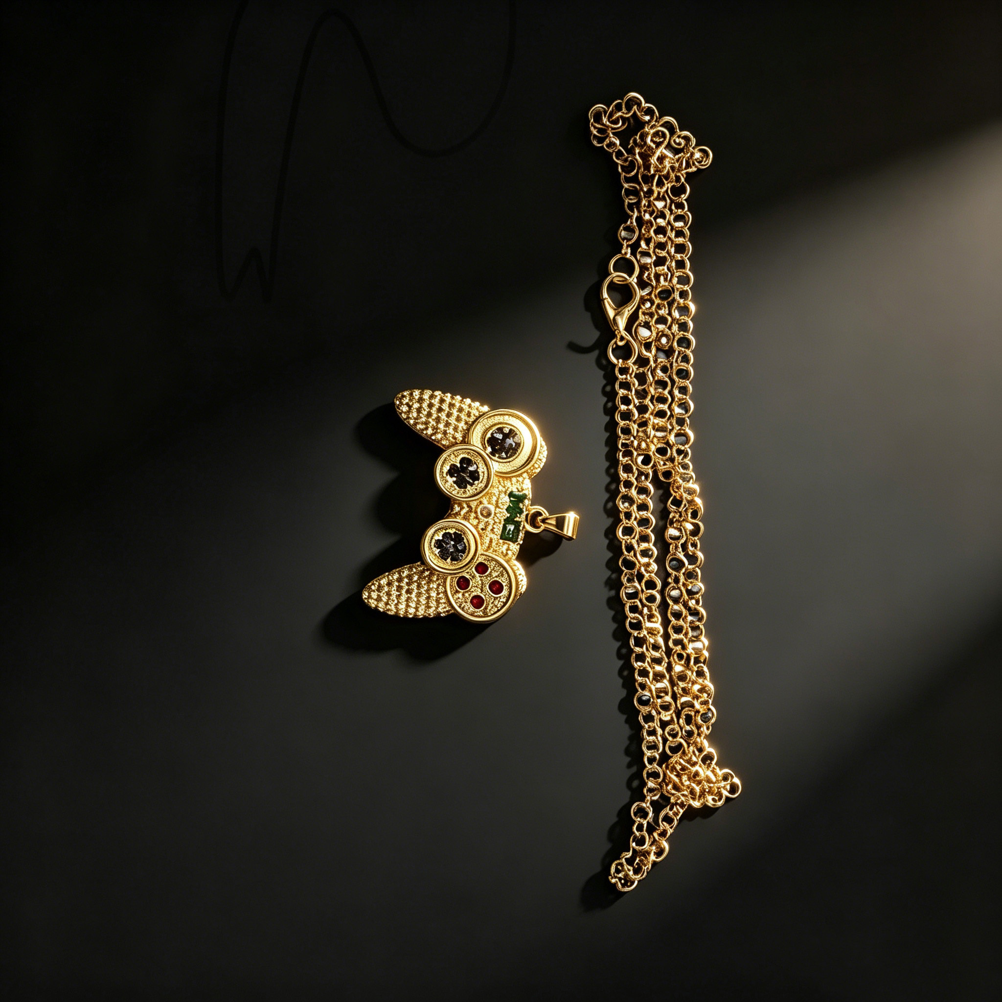 TEMU 1 pièce Collier pendentif de jeu tendance incrustée de strass pour homme, bijou breloque de jeu hip-hop, accessoire de tenue stylé, cadeau idéal