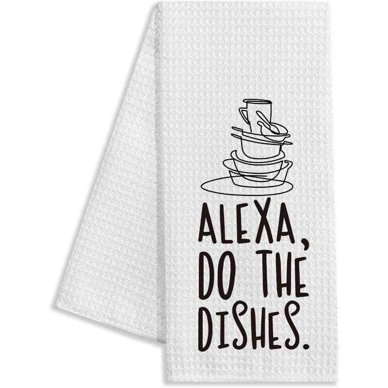 TEMU 1 Humorous Dishcloth Printed With "alexa, ," Absorbent And Soft Cleaning Cloth, Cooking And Baking Tea Towel, Cleaning Rag, Dishwashing Cloth, A