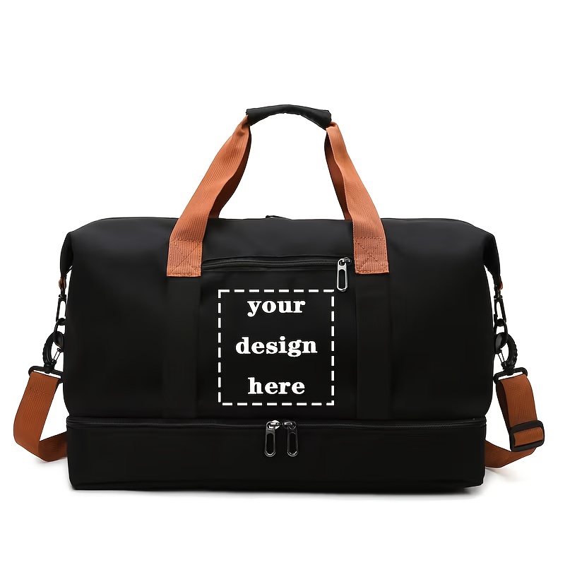 TEMU Customized Travel Handbag: Spacious Gym/university Commuter Bag With Custom Patch Area  Wet/dry Compartment| Multi-strap Design, With Shoe