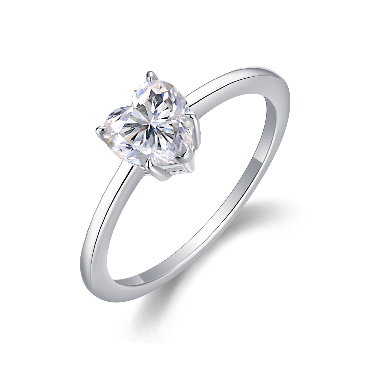 925 Silver Heart Shaped Moissanite Ring for Women
