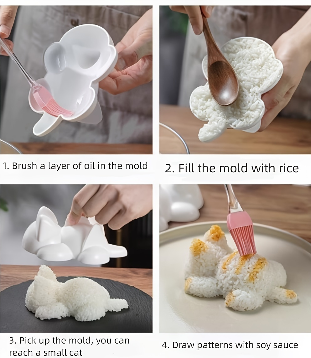 set of 2 adorable cat shaped molds for rice balls   sushi and   rolls   of holding 200 grams of rice ideal for   picnics and lunch boxes details 2